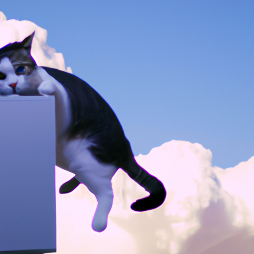 Flying cat holding an OVHcloud server